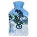 Motorcycle Hot Water Bottle With Cover Plush Bed Bottle Hand Warmer For Adults And Children 26.5X15.3cm