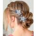 YBSHIN Bride Wedding Blue Hair Pins Silver Crystal Hair Clips Rhinestone Bridal Headpieces Beaded Hair Accessories for Women and Girls (Pack of 2) (A)