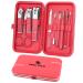 Manicure Set 10pcs Professional Nail Clippers Kit Pedicure Care Tools-Stainless Steel Grooming Tools for Travel (Sakura Pink) Rose Texas