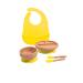 Love Earth - Bamboo Baby Weaning Set 5 Piece Baby Weaning Set Including Suction Plate Bowl Spoons and a Silicone Bib Eco-Friendly Weaning Set for Babies from 3 Months to 6 Years (Yellow)