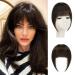Sofeiyan bangs clip in 100% remy real hair fringe bangs one piece human hair clip in pony fringe extensions natural bangs with temple hair parts real hair hair extension for women French bangs dark brown
