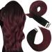 Moresoo Tape in Hair Extensions Real Human Hair Balayage Black Hair Extensions Tape in 12 Inch Black Ombre to Red Tape in Extensions 20 Pieces/30g #1B/99J 12 Inch #1B/99J