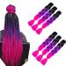 Braids Hair extensions 6 pieces Kanecalon Kunsthaar Hair 24 "Crochet Braids Synthetic Hair Braids Kunsthaar for braiding (black to purple to rose) ombre rose