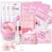 Skincare Set Japan Sakura Facial Skincare Set with Serum Cream Eye Mask Lip Mask Sleeping Mask Mud Mask Sheet Masks Gift Set for Teenage Girls Women Hydrating 13PCS