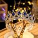 Vintage Royal Queen Teardrop Rhinestone Diadem Tiaras Crown - Silver Blue Stone | Wedding Hair Jewelry - Buy Online on GoSupps.com