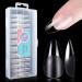Gelike EC Soft Gel Full Cover Nail Tips Kit for Soak Off Nail Extensions, 240Pcs Clear Short Almond Gelly Tips Pre-buff PMMA False Press on Nail Tips, 12 Sizes