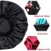 Satin Bonnet Set for Curly Hair | 2 Large Silk Sleep Caps for Women - Black & Black Flower | Hair Care for Braids and Long Hair - Buy Online on GoSupps.com