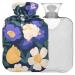 Naanle hot water bottle with lid irises peonies flowers Transparent hot water bottle heat bottle for back pain relief hand feet warmer neck warmth and cold therapy 1l
