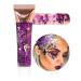 Body Glitter Gel Mermaid Glitter Gel Pieces Hair and Body Shimmer Painted Stage Makeup Highlight for Face Neck Eyes Dress Prom Party Holographic Cosmetic Laser Powder Festival Glitter Purple