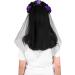 Flower Crown Headband Gothic Bride Veil Halloween Tiara Headband Rose Headdress Women Girls Floral Headwear Hair Hoop with Veil for Halloween Party Costume Accessory Cosplay Festival Fancy Decor Black and Purple - Buy Online on GoSupps.com