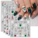 JMEOWIO 10 Sheets Glitter Christmas Nail Art Stickers Decals Self-Adhesive Snowflake Tree Winter Holiday Nail Supplies Nail Art Design Decoration Accessories