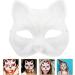 HOLIDYOYO Cat Mask - Unpainted White Therian Masks for DIY Halloween | Half Face Fox Masks | International Shipping Available - Buy Online on GoSupps.com