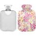 NAANLE 1L Transparent Hot Water Bottle with Lid Floral Watercolor Design for Back Pain Relief Neck Comfort and Heat Cold Therapy - Buy Online on GoSupps.com