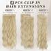 Barsdar Clip In Hair Extensions - 5 PCs Long Wavy Synthetic Hair 50 cm Light Ash Blonde & Butter Blonde Highlights - Thick Soft Natural Look for Women - Buy Online on GoSupps.com