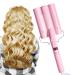 3 Barrel Curling Iron Wand 35mm Hair Curler Waver Temperature Adjustable Ceramic Hair Curling Iron (Pink)