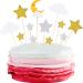 72 Pieces Glitter Star Moon Cupcake Toppers Moon Star White Clouds Cake Toppers Cake Decoration for Birthday Party Baby Shower Wedding Christmas Valentine's Day