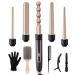 Curling Wand Hair Styling Tools with 5 Interchangeable Curling Iron Set Hair Brush Rollers Portable Travel Crimp Curlers Styler for Women enchinadoras planchas para Cabello 1 inch Ringlet curl