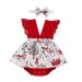 OFIMAN Baby Girl Romper Dress Infant Clothes Set Newborn Lace Floral Outfit Overall Bodysuit Backless Sunflower Summer Dresses 12-18 Months Christmas Elk