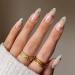 24pcs Almond False Nails Medium Length Stick on Nails Gold Heart Press on Nails Removable Glue-on Nails Fake Nails Acrylic Full Cover Nails Women Girls Nail Art Accessories 0199Y63