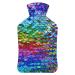 Sequin Color Hot Water Bottle With Cover Plush Bed Bottle Hand Warmer For Adults And Children 26.5X15.3cm