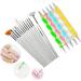 Lanlousy 20 Pieces Nail Art Brushes with 1 Piece Nail Tips Nail Supplies Nail Palette Polish Palette Manicure Design Tools White - Buy Online on GoSupps.com