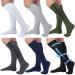 6 Pairs Men Zipper Compression Socks 20-30mmhg Colorful Compression Stockings Knee High Compression Socks with Zipper for Men Women Swelling Edema Running Travel