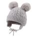 XIAOHAWANG Warm Kids Beanie Winter Knitted Baby Hat for Boys Girls Infant Toddler Toque with Pompom 6-24 Months Gray