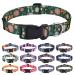 Mihqy dog collar adjustable soft & comfort nylon dog collar for small medium-sized dog puppies cats (dark green flower l) l (neck circumference 38-63 cm width 2.5 cm) dark green flower