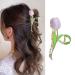 Tulip Hair Claw Clips for Women Flower Hair Claw Large Cute Non-Slip Strong Metal Hair Clips Hold Hair Jaw Clips Acetate Hair Claws Clips Accessories for Thick and Thin Hair(Purple)