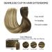 Doores Seamless Clip In Extensions - Real Hair Walnut Brown to Ash Brown & Bleach Blonde 40cm/16in 7 Pieces 110g Remy Human Hair - Buy Online on GoSupps.com