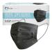 MeaVita medical disposable mouth and nose protection black in pack of 50 type IIR 3-ply disposable mask elastic band