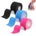 3 rolls kinesiotapes kinesiology tape kinesio tape kinesiology tape tape sport blue/pink/black waterproof for sports for knees shoulder and elbow muscle -tight straps (5m x 5cm)