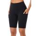 Oalka Women's Short Yoga Side Pockets High Waist Workout Running Shorts Black Large