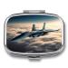 Pill Box Aircraft Fighter Jets Print 2 Compartment Medicine Pill Case Pill Organizer Decorative Metal Portable Pill Box for Pocket Or Purse Style