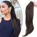 Ponytail extension ponytail braid with clip hair parts hair extension hair pussy hair heat-resistant micro-wavy like real hair 22 "(55cm) dark brown 55 cm dark brown