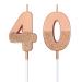BBTO 40th Birthday Candles Glitter Cake Numeral Candles 40th Happy Birthday Cake Topper Numeral Candles for Birthday Party Wedding Decoration Anniversary Celebration Favor, Rose Gold