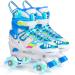 Roller Skates for Girls and Boys,4 Size Adjustable Kids Toddler Roller Skates with Light up Wheels for Toddlers Children Outdoor Indoor Blue Small(10-13C)