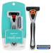 Amazon Basics 3-Blade MotionSphere Razor for Men with Dual Lubrication, Handle & 2 Cartridges (Cartridges fit Amazon Basics Razor Handles only) (Previously Solimo) 3 Piece Set