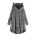 Hanxiulin plush jacket oversize warm lined fleecemantel fleece jacket ladies long -sleeved stand -up collar upper clothing long thick light outdoor hooded tops premium coat xxl dark gray