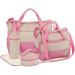 Halovie diaper backpacks 5-part adjustable shoulder bag with handles multifunction wrap bag with large capacity baby bottle travel bag with many bags ... pink