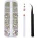 Crystal Rhinestones Nail Design Crystal Rhinestones 1440 Pieces 6 Sizes Crystal Rhinestones Nail Art Rhinestones Transparent Rhinestones with Tweezers and Storage Boxes for Nails Clothing