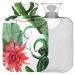 NAANLE hot water bottle with reference green cactus flowers transparent hot water bottle 2l large hot hot water bottle for menstrual cramps pain relief handfoots heat and cold therapy