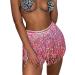 Sequin Fringe Belly Dance Skirt Set with Heart Sunglasses in Pink - Women's Rave Party Costume - Buy Online on GoSupps.com