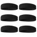 BEACE Sweatbands Sports Headband for Men & Women - 6PCS Moisture Wicking Athletic Cotton Terry Cloth Sweatband for Tennis, Basketball, Running, Gym, Working Out Black