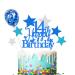 Elicola 14th Birthday Cake Toppers Blue Happy 14th Happy Birthday Cake Topper Glitter with Star Topper and Confetti Balloons for fourteen Years Old Mens Boys Birthday Party Decoration Supplies Blue