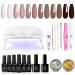Beetles Gel Nail Polish Kit with U V Light Starter Kit  Coffee Cafe Collection Brown Neutral Beige Mauve Color Gel Polish Soak Off LED Nail Lamp  Base Gel Top Coat DIY Home Manicure Gift for Women Starter kit-3