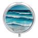 Round Pill Box Turquoise Beach Original Seascape Print 3 Compartment Medicine Pill Case Print Pill Organizer Decorative Metal Portable Pill Box Pocket Pill Box