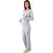 Nursing Pyjamas Set with Lace | Maternity Sleepwear for Pregnancy & Breastfeeding - Long Sleeve - M Gray - Buy Online on GoSupps.com