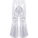 Aislor Girls Shiny Metallic Wide Leg Flare Trousers | Silver Dance Pants 9-10 Years - Buy Online on GoSupps.com