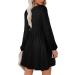 Aokosor Square Neck Long Sleeve Knit Dress - S Black | Knee-Length Babydoll Jumper Dress - Buy Online on GoSupps.com